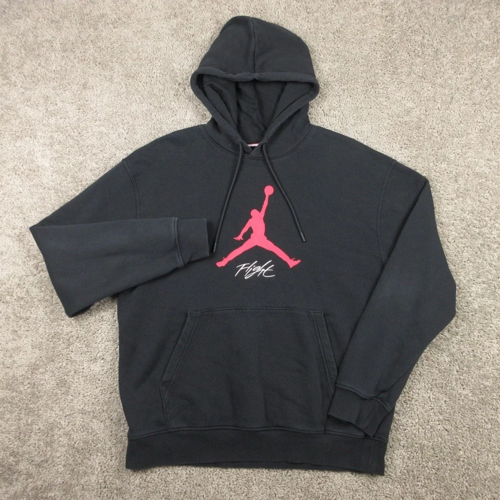 Air Jordan Sweater Mens Large Black Flight Jump Man Pullover Hoodie Sweatshirt